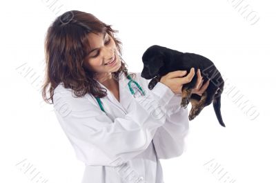 Attractive lady veterinarian