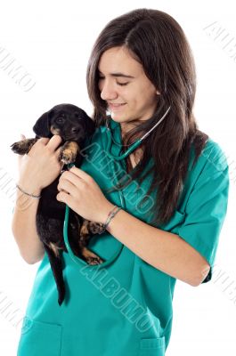 Attractive lady veterinarian