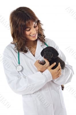 Attractive lady veterinarian