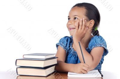 adorable girl studying