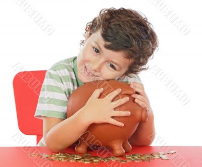 boy whit money box