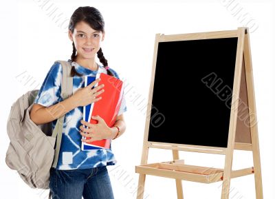 girl studying whit slate