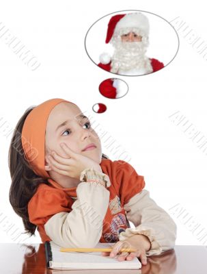 studying thinking about santa
