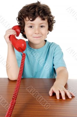 Child speaking on the telephone
