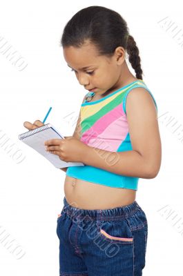 adorable girl writing