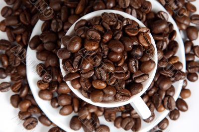 Coffee beans in a cup