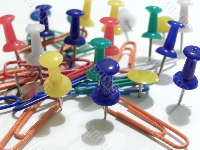 thumb tacks and paper clips