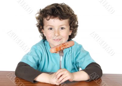 Adorable child eating