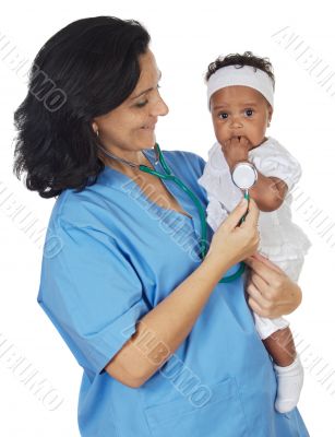 nurse holding baby