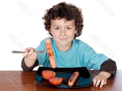 Adorable child eating
