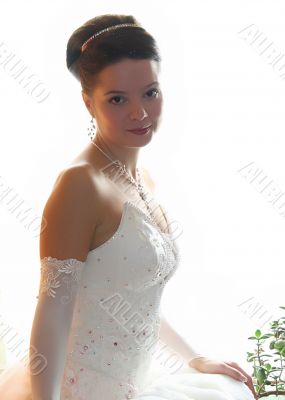 Bride in white portrait in wedding day