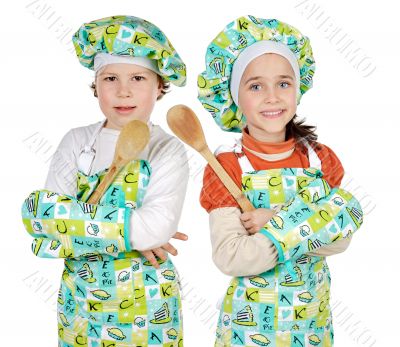 boy and girl  learning to cook