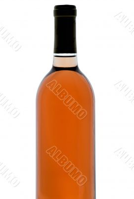 Single bottle of backlit blush wine