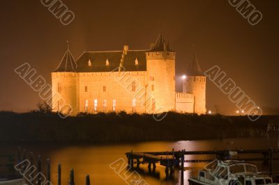 Medieval castle in the dark
