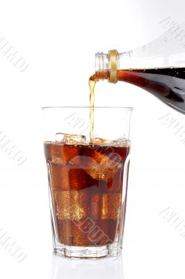 Poured soda in a glass