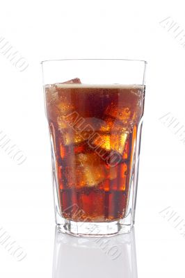 Soda with ice cubes