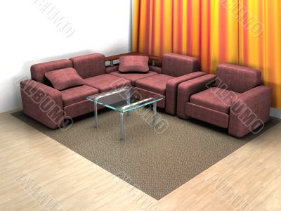 Interior of a home room. 3D image.