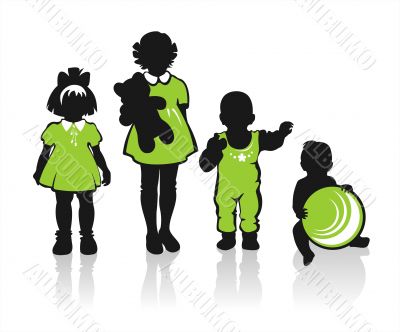 ornate children silhouettes