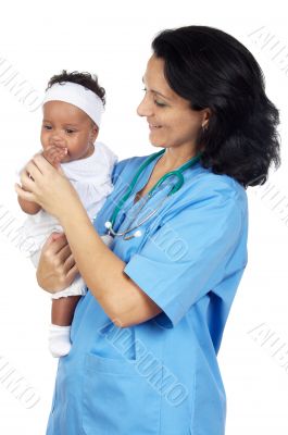 nurse holding baby