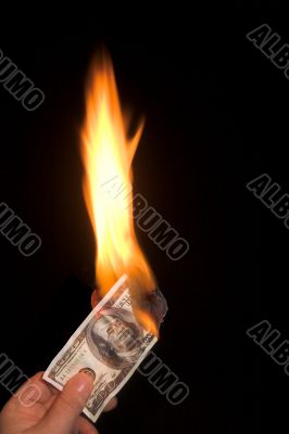 Burning 100 Dollar Bill