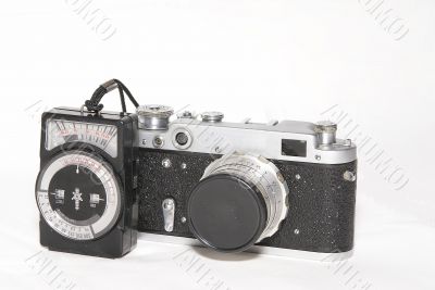 Old foto camera and exposure measuring device