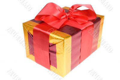 Present with red ribbon isolated on white background Present with red ribbon isolated on white background