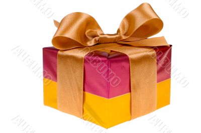 Presents with gold ribbon isolated on white background