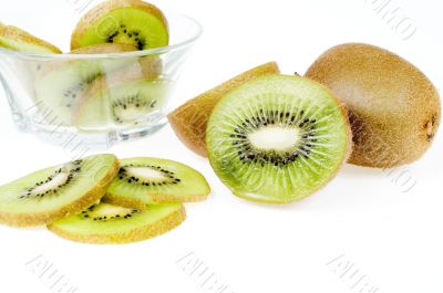 Slice of kiwi isolated on white background