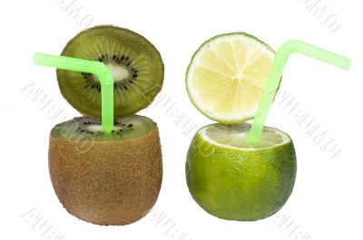 Lime and kiwi abstract fruit drink.