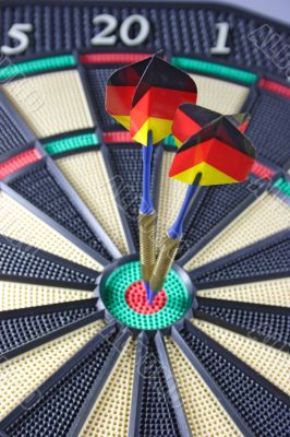 Dartboard with two arrows
