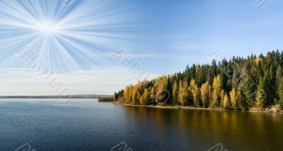 Beautiful autumn landscape. The nature. Panorama