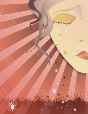 Crying girl with falling stars Crying girl with falling stars