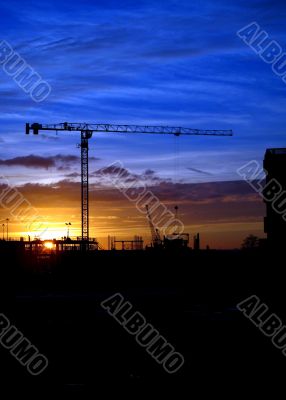 Cranes and construction site