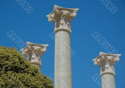 White Plastic columns against blue sky