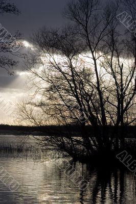 The sun setting in the Naarder Lake