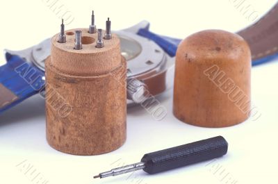 Ancient set of screw-drivers for watch.