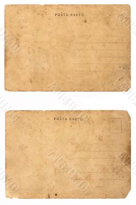 Two old shabby blank postcards.