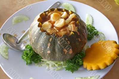 Chinese soup in pumpkin