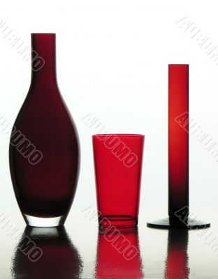 red and scarlet glass vases