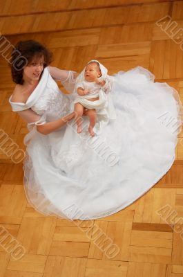 young mother on the parquet