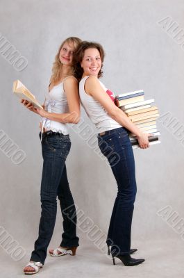 two girls and the books