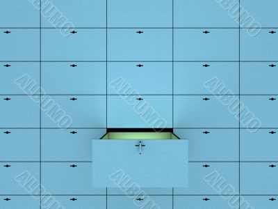 Open cell in safety deposit box. 3D image.