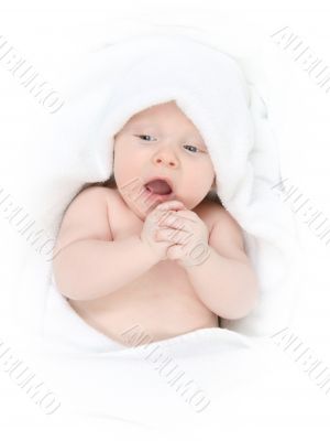 Baby under towel