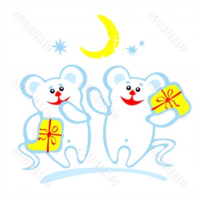 two amusing mice