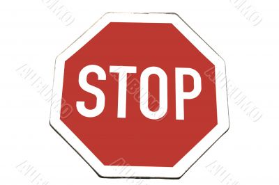 Used traffic sign - STOP, isolated on white