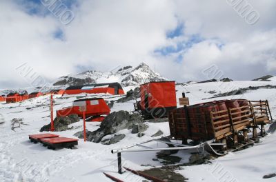 Old sledge and polar tractor