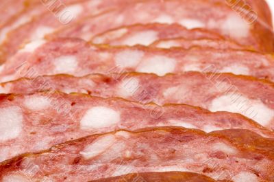 boiled sausage close up