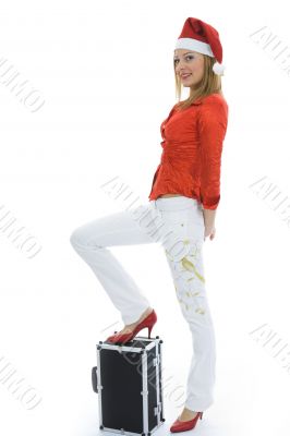 Beautiful woman with christmas decoration