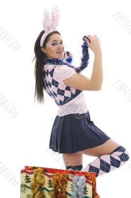 Beautiful woman with christmas decoration