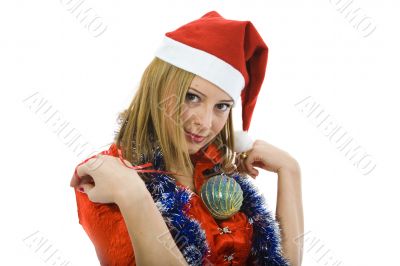 Beautiful woman with christmas decoration